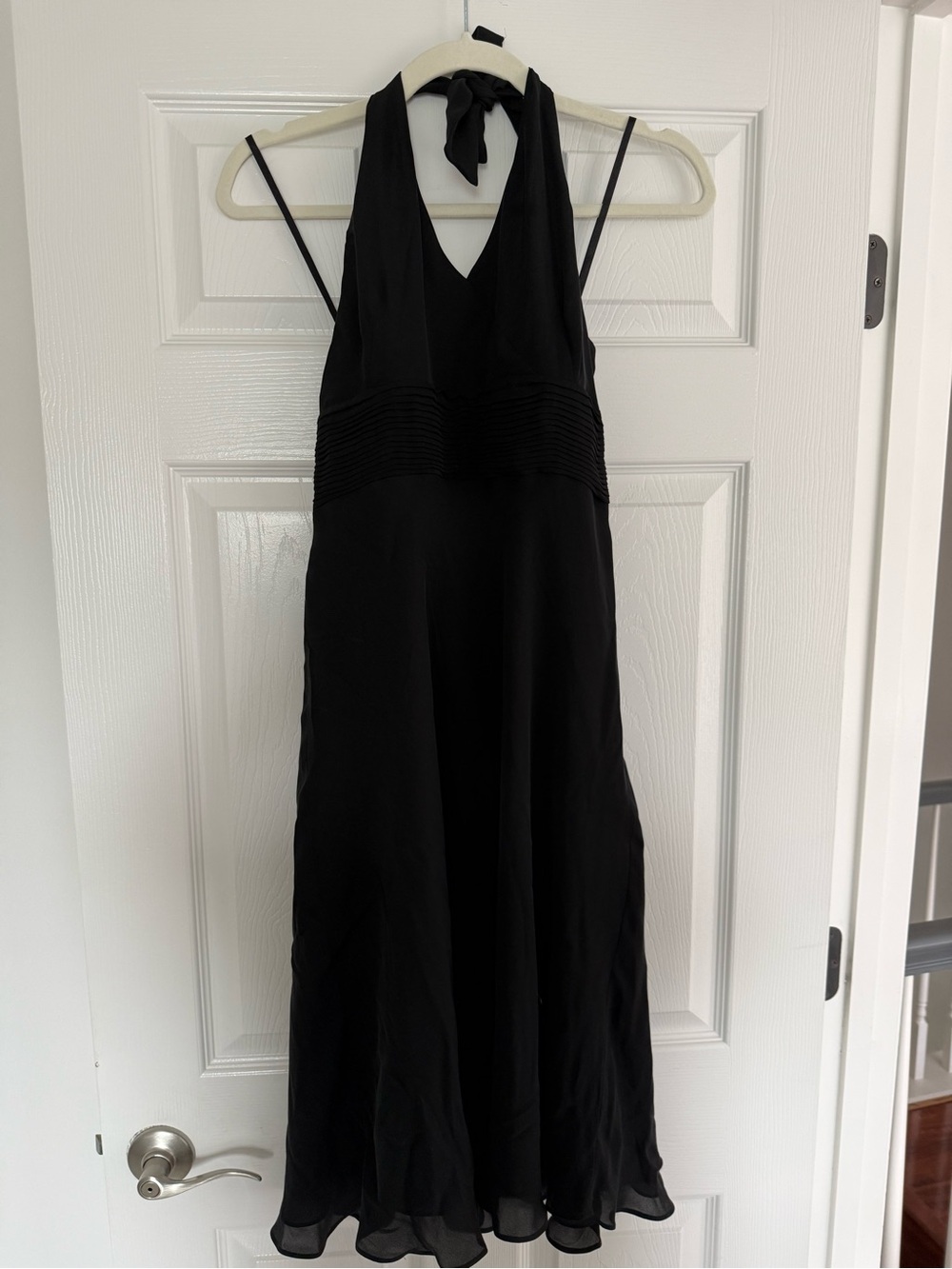Ann Taylor Black Halter Midi Dress